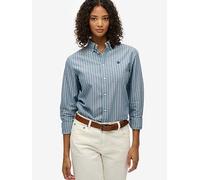Superdry Slim Oxford Button Down Long Sleeve Shirt, Blue, Size 12, Women Blue