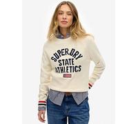 Superdry Slouchy Intarsia Graphic Knit Jumper, White, Size 14, Women White