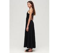 Superdry Smocked Cami Maxi Dress, Black, Size 12, Women Black