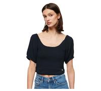 Superdry Smocked Short Sleeve Blouse Blue L Woman
