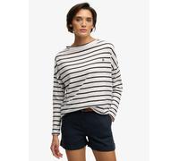 Superdry Studios Boat Neck Slub Long Sleeve Top, Blue, Size 10, Women Blue