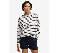 Superdry Studios Boat Neck Slub Long Sleeve Top, Blue, Size 8, Women Blue