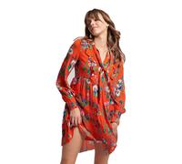 Superdry Studios Off Duty Long Sleeve Short Dress Red S Women