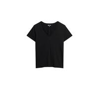 Superdry Studios Slub Embroidered Short Sleeve V Neck T-shirt Black XS Women