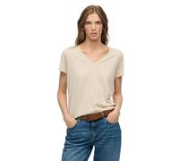 Superdry Studios Slub Embroidered Vee Short Sleeve T-shirt Beige XS Woman