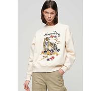 Superdry Suika Embroidered Loose Sweatshirt Beige Print