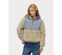 Superdry Super Soft Hybrid Half Zip hooded jacket beige grey women - XS