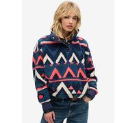 Superdry Super Soft Printed Henley Crew Neck Sweater, Navy, Size 12, Women Navy