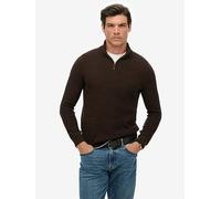 Superdry Superdry Textured Knitted Quarter Zip, Brown, Size S, Men Brown