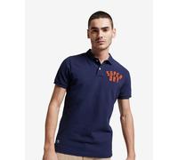 Superdry Superstate Short Sleeve Polo Shirt Dark Blue Vivid Orange - S