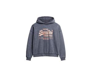 Superdry, Sweats VL Metallic Relaxed Hood, W2012437A, Heavy Backstage Black, 14, Woman, Child