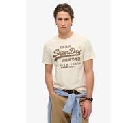 Superdry T-Shirt Short Sleeve Crew Neck Top VL Workwear Relaxed Tee Grey White