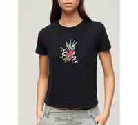 Superdry Tattoo Embroidered Fitted Short Sleeve T-shirt Black M Woman
