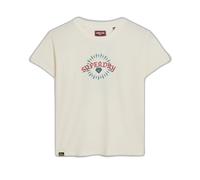 Superdry Tattoo Rhinestone Fitted Short Sleeve T-shirt Beige M Women