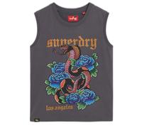 Women's rhinestone tank top with tattoo effect Superdry Gris S