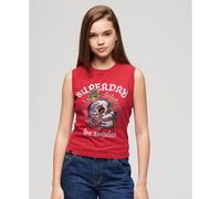 Superdry Tattoo Rhinestone Sleeveless T-shirt Red M Women
