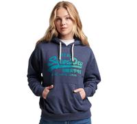 Superdry Tonal Vintage Logo Graphic Hoodie Blue M Woman