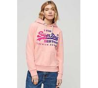 Superdry Tonal Vl Graphic Hoodie Peach Pink Marl