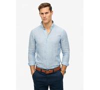 Superdry Vacation Long Sleeve Linen Shirt, Blue, Size 2Xl, Men Blue