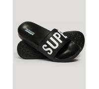 Superdry Vegan Core Pool Sliders Black White Men's Logo Summer Slides