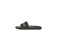 Superdry Vegan Logo Pool Slides - Black/Matallic Gold (Black/Matallic Gold, UK Footwear Size System, Adult, Men, Alpha, Medium, Medium)
