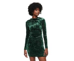 Superdry Velvet Longsleeved Mini Long Sleeve Dress Green M Woman