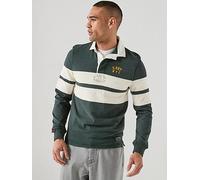 Superdry Vintage Athletic Stripe Rugby Long Sleeve T-shirt, Grey, Size M, Men Grey