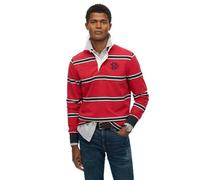 Superdry Vintage Athletic Stripe Rugby Short Sleeve T-Shirt M Red