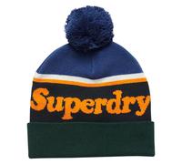 Superdry Women's Vintage Classic Logo Beanie Beret, Azul Marino crepúsculo/Naranja Jaffa,