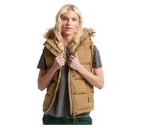 Sleeveless faux fur jacket for women Superdry Everest Marron 2XS
