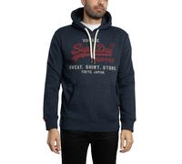 Superdry Vintage Logo Heritage Relaxed Pullover Hoodie, Trench Navy Marl - M