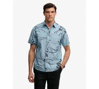 Superdry Vintage Loom Short Sleeve Shirt Mid Wash Blue Hawaiian
