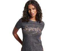 Superdry Vintage Merch Store Skinny Short Sleeve T-shirt Black L Woman