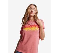 Superdry Vintage Scripted Infill Short Sleeve T-Shirt Pink Yellow Women - XXS