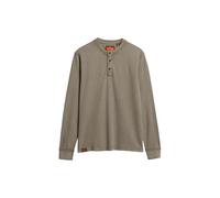 Superdry Vintage Textured Grandad LS Top Men - M Grey - Brown