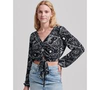 Superdry Vintage Tie Front Long Sleeve Blouse Black XS Woman