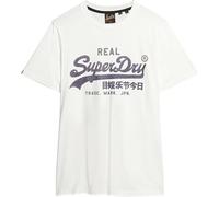 Superdry Vintage VL Tee Logo Graphic T-Shirt - Ecru White Blue Mens