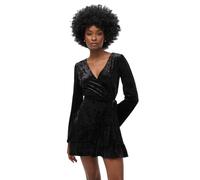 Short velvet wrap dress for women Superdry Noir S