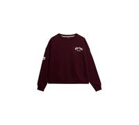 Superdry Women's Athletic Essentials Relaxed Crew Neck Sweatshirt, Port Wine Red, 10