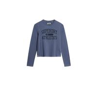 Superdry Women's Athletic Essentials Striped Long Sleeve Shirt, Navy Blue, 14
