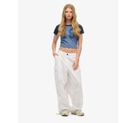 Superdry Vintage Baggy Parachute Cargo Pants White M-L Woman
