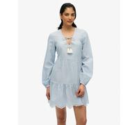 Superdry Broderie Long Sleeve Short Dress Blue 2XS Woman