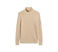Superdry Women's Casual Cable Knit Turtleneck Sweater, Winter Taupe Twist, 14
