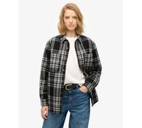 Superdry Check Lined Long Sleeve Shirt Grey S Woman