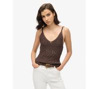 Superdry Crochet Cami Sleeveless T-shirt Brown XL Woman