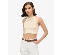 Superdry Crop Halter Crochet Sleeveless Top Beige S Woman