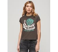 Superdry Embellished Poster Cap Slv Short Sleeve T-shirt Grey M Women