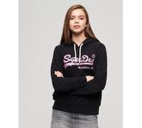 Superdry Women's Embellished Vl Hoodie Sweatshirt, Black/White, UK 10