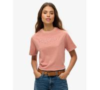 Superdry Emb Core Logo Boxy Loose Short Sleeve T-shirt Pink S Women