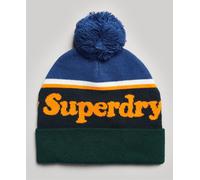 Superdry Women's Vintage Classic Logo Beanie Beret, Azul Marino crepúsculo/Naranja Jaffa,